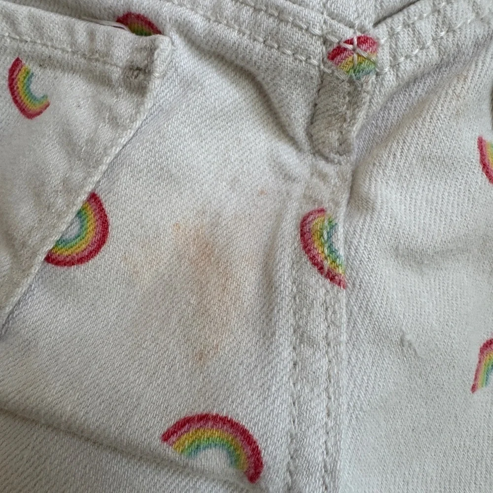 Old Navy 3T Whiteand Red Rainbow Denim Shorts with Pockets and Fringes